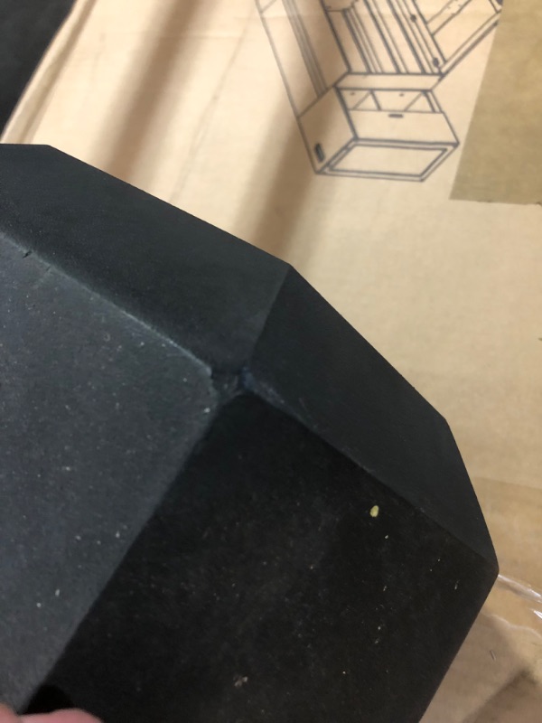 Photo 1 of ***DAMAGED - CHUNKS OF RUBBER BROKEN OFF - SEE PICTURES***
CAP Barbell 120 LB Coated Hex Dumbbell Weight with Black Handle