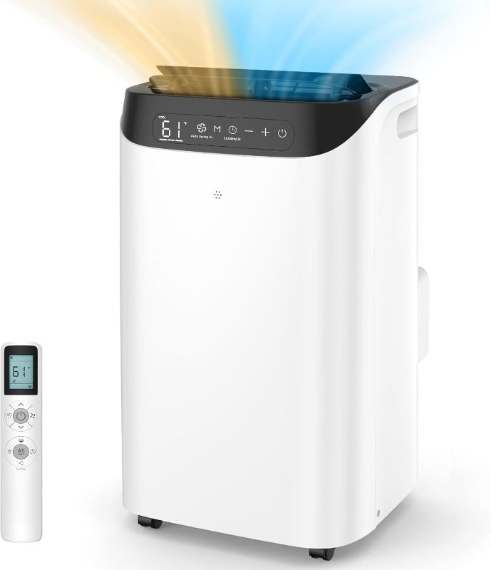 Photo 1 of ***DAMAGED - PANELS BULGING - POWERS ON - UNABLE TO TEST FURTHER***
14000 BTU Portable Air Conditioners with Heat Mode, Remote Control, 4-in-1 Free Stand Smart Cooling AC Unit with Heater, Dehumidifier, Fan, Cools Room up to 700 sq.ft,Auto Swing,Timer,Bla