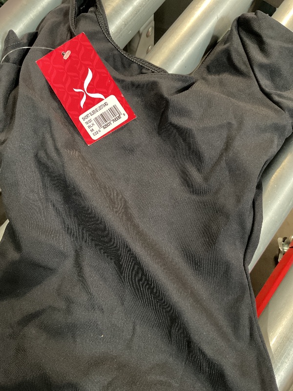 Photo 1 of (Medium) girls Team Basic Short Sleeve athletic leotards, Black,
