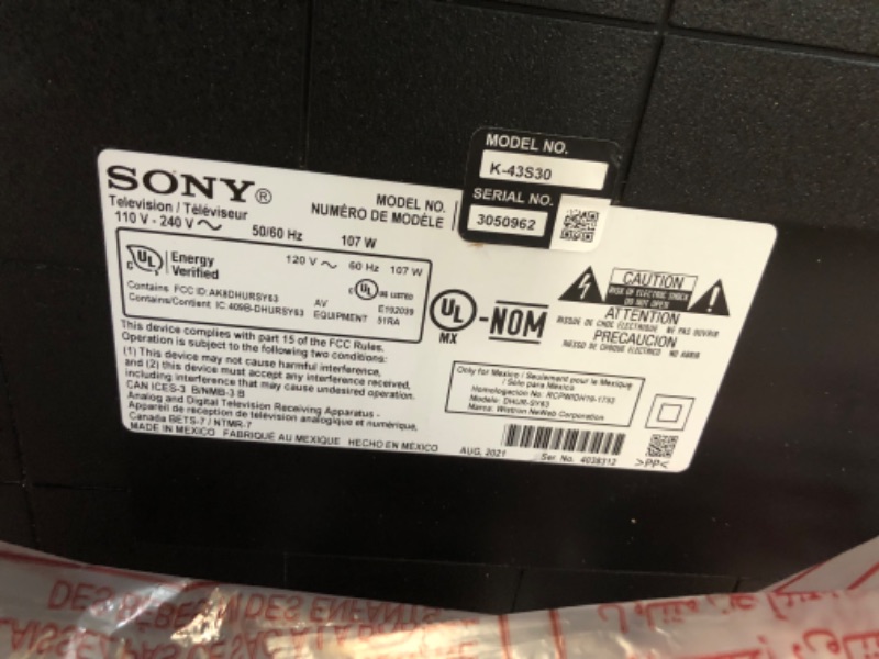 Photo 1 of Sony 43-Inch Class 4K Ultra HD BRAVIA 3 LED Smart TV with Google TV, Dolby Vision HDR, and Exclusive Features for PlayStation®5 (K-43S30), 2024 Model