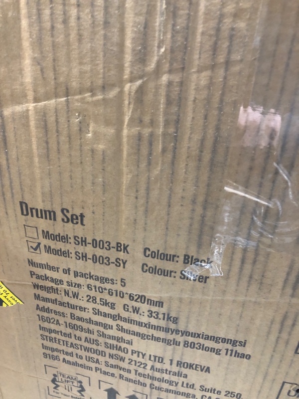 Photo 1 of ***DAMAGED BASS DRUM & SNARE HEAD*** (Parts, Unkown missing items) VEVOR Adult Drum Set, 5-Piece, 22 inches Complete Full Size Drum Kit with Bass Toms Snare Floor Drum Adjustable Throne Stands Cymbal Hi-Hat Pedal and Drumsticks, Beginner Drum Kit for Adul