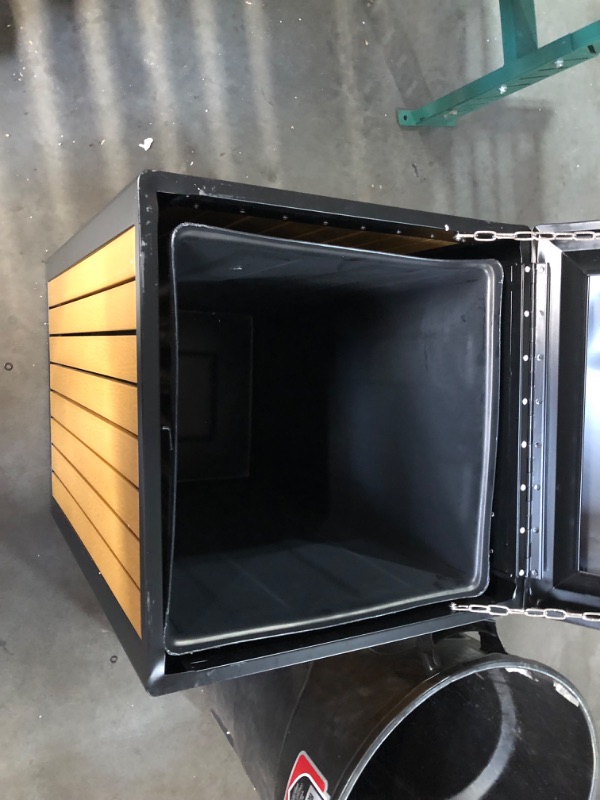 Photo 1 of ***DAMAGED - DENTED - NO PACKAGING - SEE PICTURES***
Alpine 40 Gallon Commercial Outdoor Trash Can with Lid - Modern Heavy Duty Large Outdoor Garbage Can with Durable Plastic Bin, Slatted Recycled Plastic Panels for Patio, Parks, Trails & Resorts (CD)