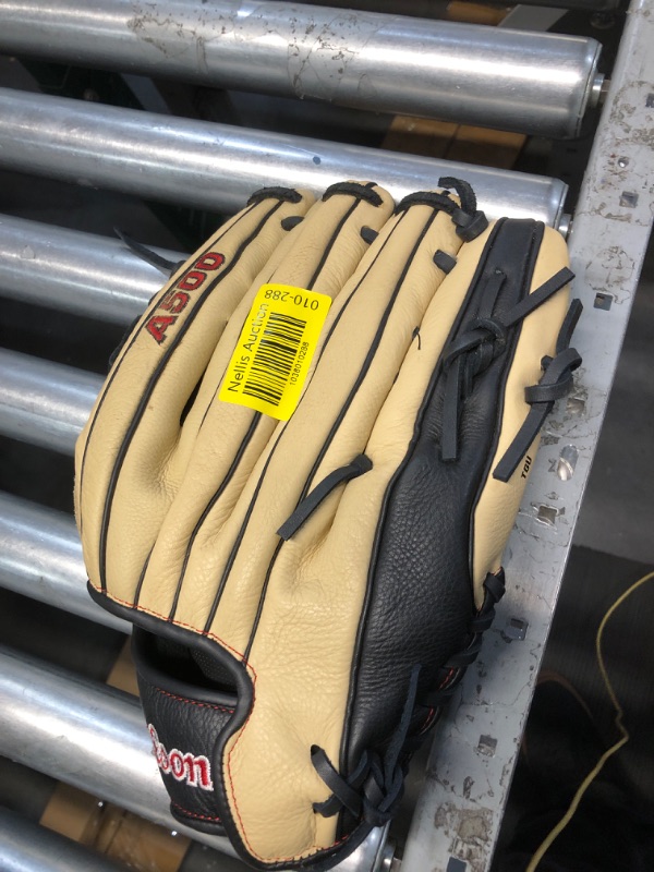 Photo 1 of ***(MINOR DAMAGE)***
Wilson A500 12.5" Outfield Youth Baseball Glove - Left Hand Throw, Blonde/Red/Black