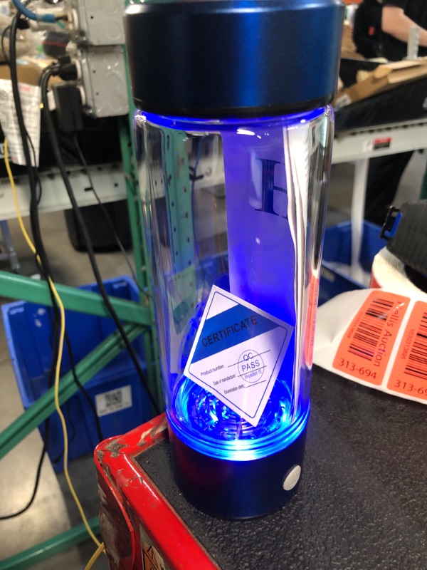 Photo 1 of ***MISSING CHARGER - POWERS ON - UNABLE TO TEST FURTHER - SEE PICTURES***
 Hydrogen Water Bottle, Portable Hydrogen Water Ionizer Machine, Hydrogen Water Generator, Rechargeable Hydrogen Rich Water Glass Health Cup for Home Travel (Blue)