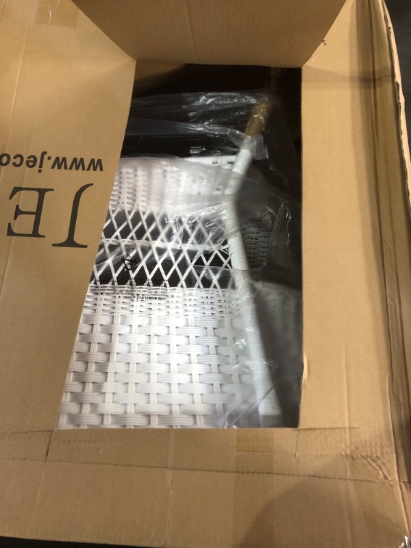 Photo 1 of ***Extra Large Box, Truck/trailer pick up**Jeco Wicker Patio Love Seat and Coffee Table Set without Cushion, White