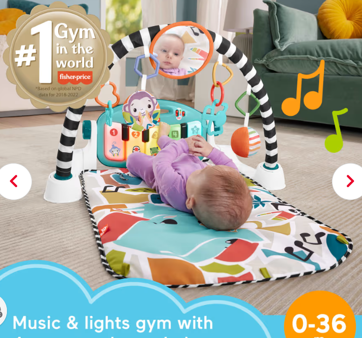 Photo 1 of (FAIR) (POSSIBLE MISSING ACCESSORIES) Fisher-Price Baby Playmat Glow and Grow Kick & Play Piano Gym, Pink Musical Learning Toy with Developmental Activities for Newborns 0+ Months
