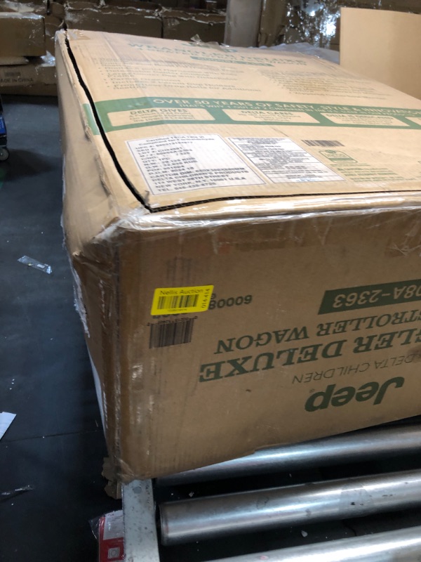 Photo 1 of ***FINAL SALE/MISSING COOLER, SEATS, & FOOT REST/PARTS ONLY*** Jeep Wrangler Deluxe 4 Seater Stroller Wagon by Delta Children - Premium Quad Stroller Wagon for 4 Kids with Convertible Seats, Adjustable Push/Pull Handles, Removable Canopy & Flat Fold, Grey