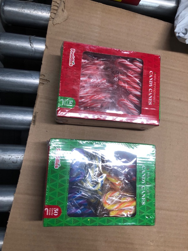 Photo 1 of ***Nonrefundable** Fruidles Christmas Candy Canes Mini's Suckers, Peppermint Flavor, Individually Wrapped, 2" Inch, Net WT 4.42oz (125g) (2 50-Pack)