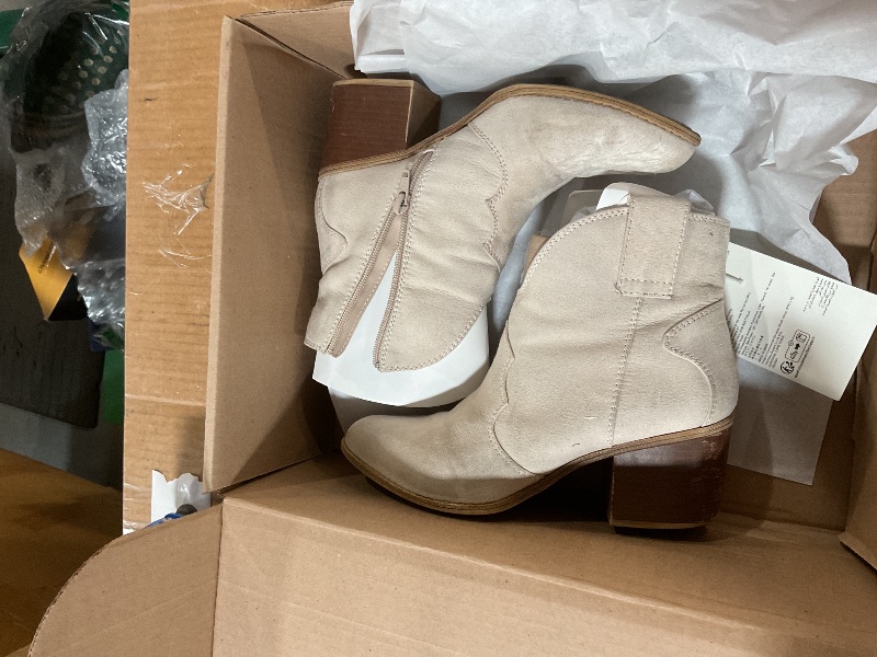 Photo 1 of **Pics for reference** Amazon Essentials Women's Western Ankle Boots with Stacked Heel, Tan, 9