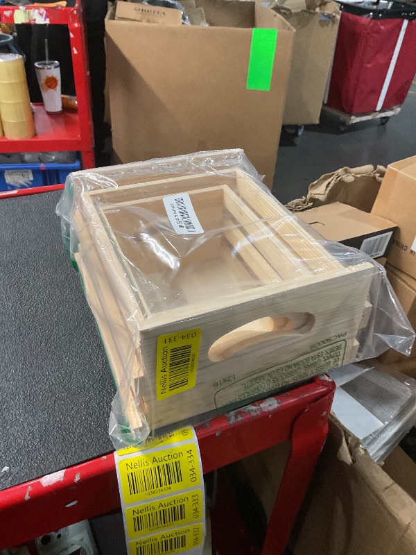 Photo 1 of **DAMAGED, BROKEN SIDES**
Set of 3 Wooden Pallet Crates Nesting Unfinished Wood Trays Storage for DIY Crafts (Large Size 9.4 x 7.8 x 4.3 in)