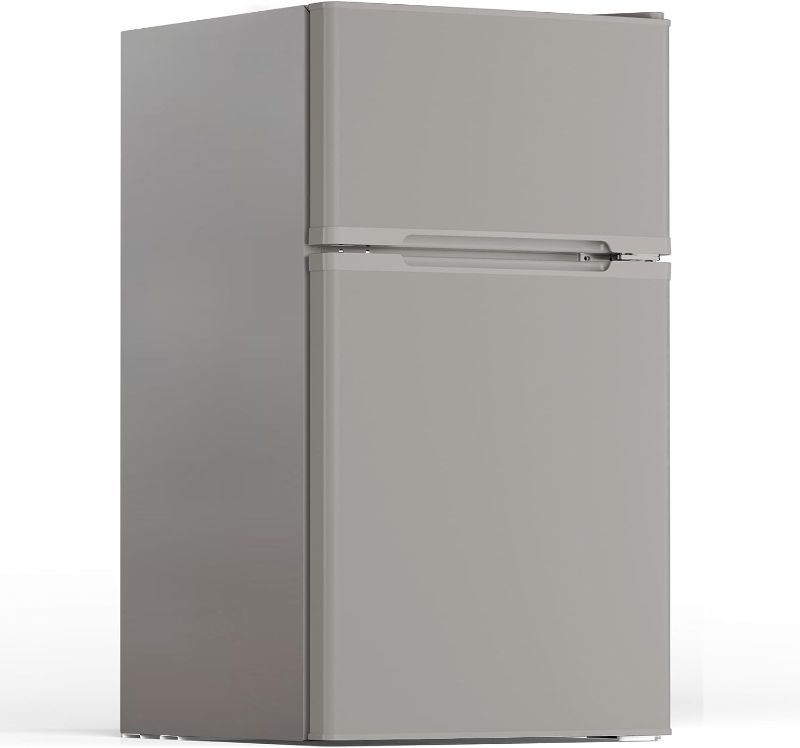 Photo 1 of ***FACTORY SEALED***3.1 Cu.Ft Small Fridge with Freezer,Compact Refrigerator with 2 Doors,Mini Fridge with Adjustable Removable Glass Shelves for Bedroom,Dorm or Apartment,Grey