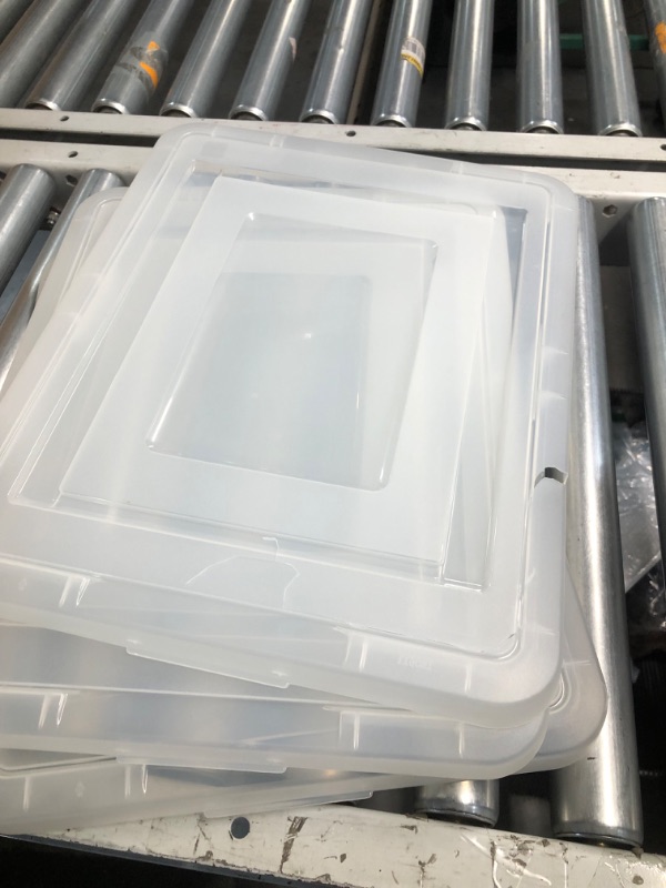 Photo 1 of *** SOME OF THE LIDS ARE BROKEN**** IRIS USA File Box Plastic File Organizer for Letter/Legal File, Document Box, Storage Bin Tote Organizer with Durable and Secure Latching Lid, Stackable, Nestable, BPA-Free, Black 35 Qt. 4 Pack