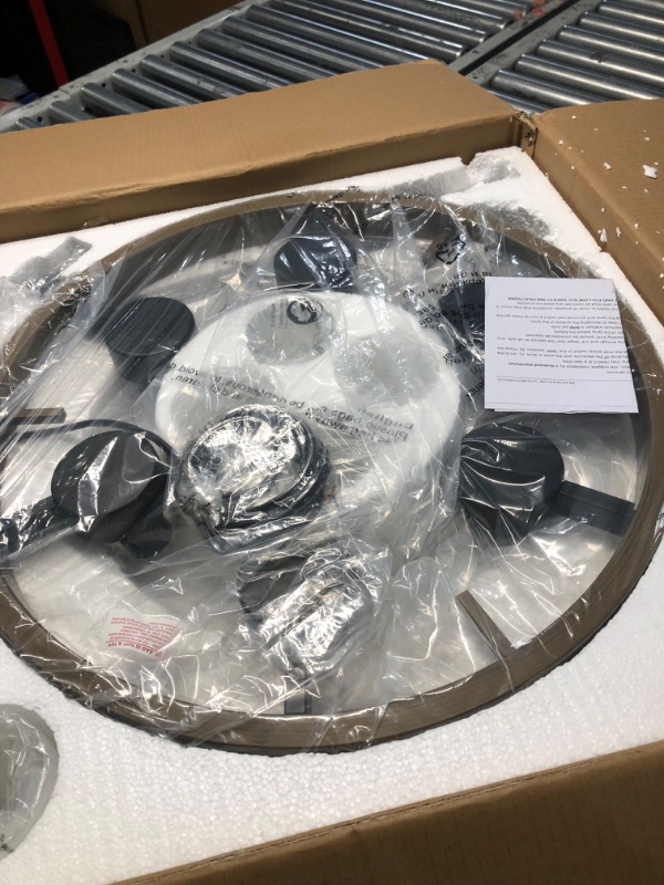 Photo 1 of ***FACTORY SEALED***Eumyviv Modern Farmhouse Chandelier, Wagon Wheel Chandelier for Dining Room 6-Light with Frosted Glass Rustic Hanging Light Fixture