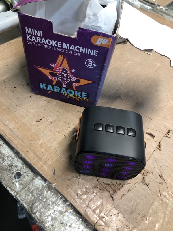 Photo 1 of ***Missing hardware***
YLL Mini Karaoke Machine with 2 Wireless Microphones for Kids Adults, Portable Bluetooth Speaker Easter Gift for 3 - 14 Years Old Teens Birthday for Boys Home(Black)