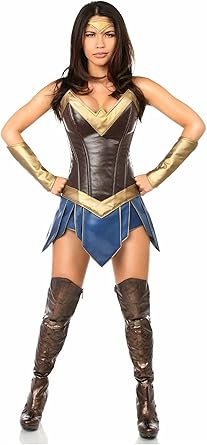 Photo 1 of *USED missing the arm sleeves*Daisy Corsets Women's Top Drawer 3 PC Premium Warrior Woman Costume, Brown, Small