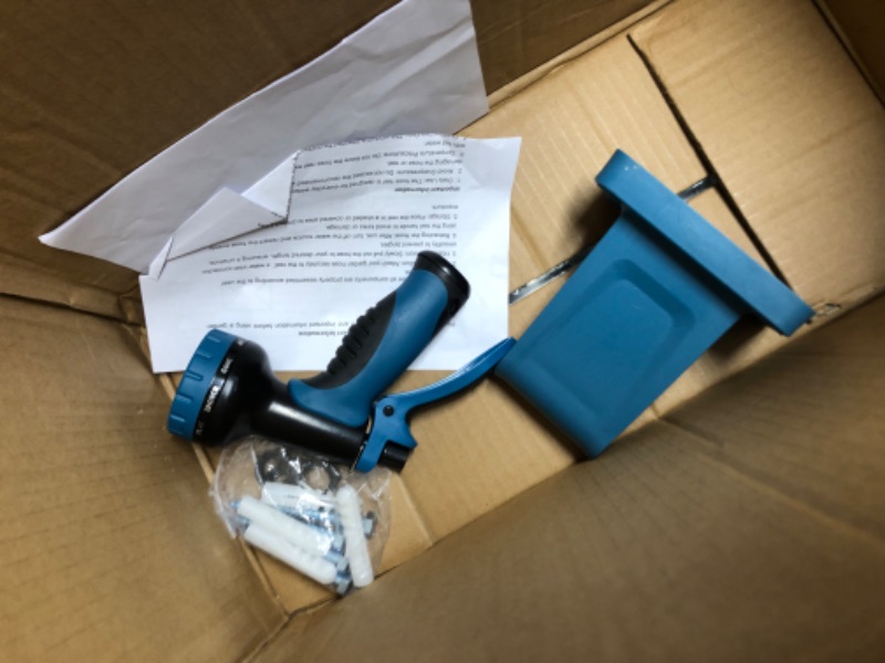 Photo 1 of ***HOSE DOESN'T RETRACT - INCOMPLETE - SEE PICTURES***
Tuzoc Retractable Garden Hose, Heavy Duty Wall-Mounted Hose Reel with 180° Swivel Bracket, Automatic Slow Return System with 10 Function Nozzle, Any Length Lock for outside Watering,Cleaning?50ft?