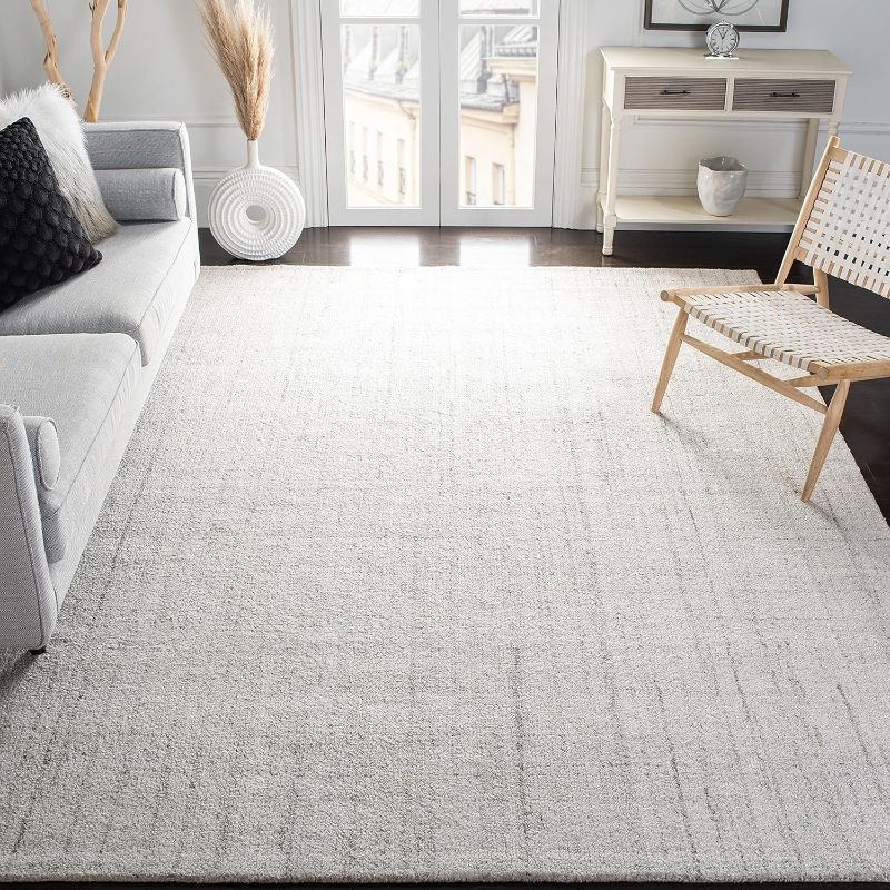 Photo 1 of ***HEAVILY USED AND DIRTY - SEE PICTURES***
SAFAVIEH Abstract Collection X-Large Area Rug - 11' x 15', Light Grey, Handmade Wool & Viscose, Ideal for High Traffic Areas in Living Room, Bedroom (ABT141E), 118.5 Pounds
