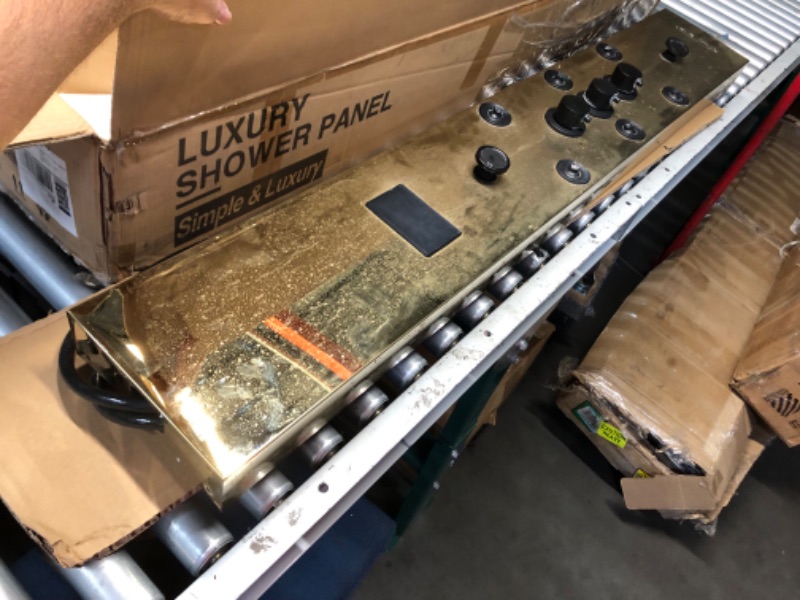 Photo 1 of ***HEAVILY USED AND DIRTY - INCOMPLETE - SEE PICTURES***
BATHLAVISH LED Gold Shower Tower 304 Stainless Steel 4 In 1 Shower Panels System with Rainfall Shower Waterfall Bath Tub Fauc Rain Massage Body Jets for Home Hotel Resort Bathroom Lavatory Wash Gold