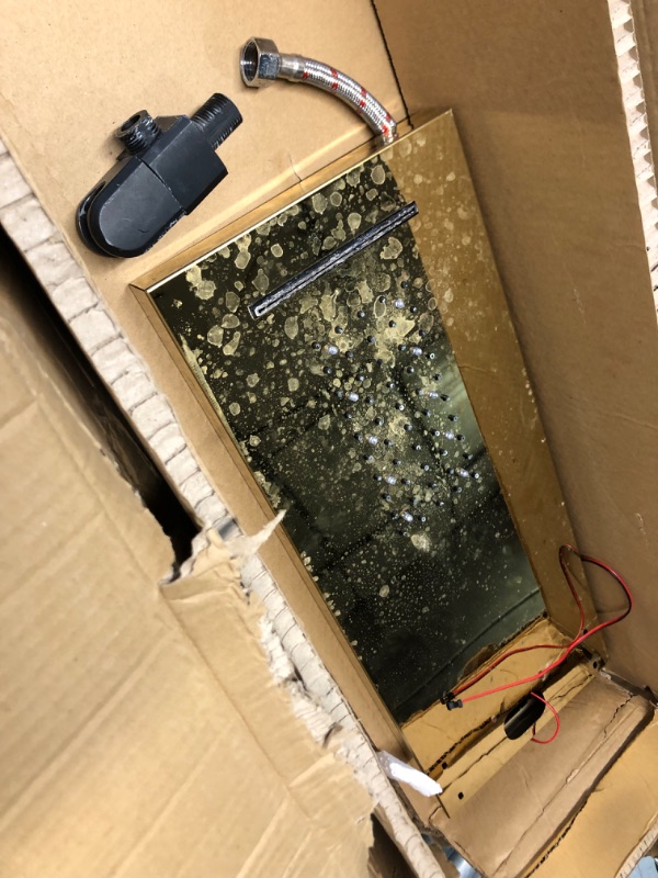 Photo 1 of ***HEAVILY USED AND DIRTY - INCOMPLETE - SEE PICTURES***
BATHLAVISH LED Gold Shower Tower 304 Stainless Steel 4 In 1 Shower Panels System with Rainfall Shower Waterfall Bath Tub Fauc Rain Massage Body Jets for Home Hotel Resort Bathroom Lavatory Wash Gold