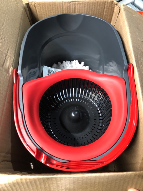 Photo 1 of (BUCKET ONLY) O-Cedar EasyWring Microfiber Spin Mop, Bucket Floor Cleaning System, Red, Gray, Standard