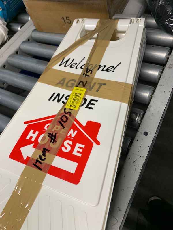Photo 1 of (only 3 signs) ***parts only***Memorywuu 6 Pack Open House Signs for Real Estate, 24'' x 12'' Double Sided Real Estate Signs, Property Yard Sale Posters Directional Arrows for Agent Supplies