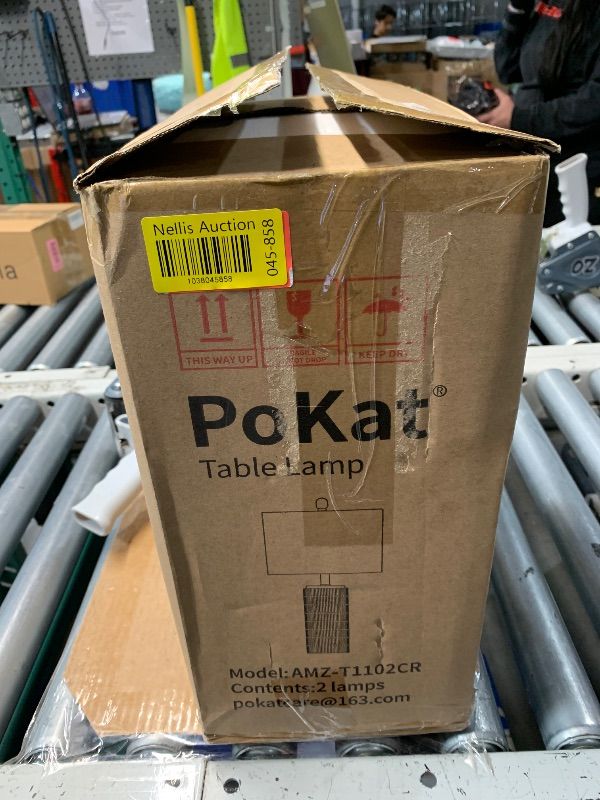 Photo 1 of ***PARTS ONLY***PoKat 23" Modern Ceramic Table Lamp Set of 2 for Living Room White Desk Lamps for Bedroom Farmhouse Bedside Nightstand Bedside Lamp End Table Lamps Beige