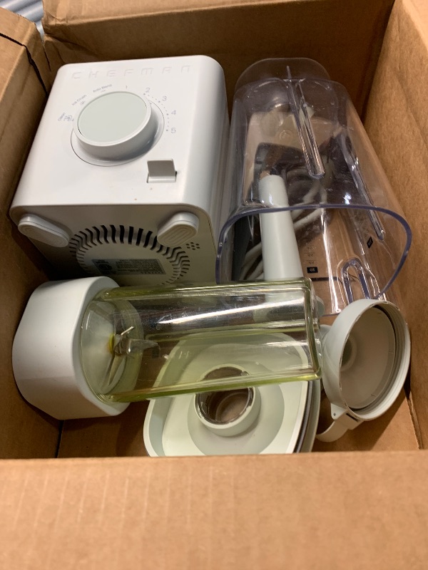 Photo 1 of ***(PARTS ONLY/ MISSING PARTS/ NON FUNCTIONAL)***Chefman Obliterator 48 oz Countertop Blender for Smoothies, 1380W Motor to Crush Ice, Nuts, and Frozen Fruit with Stainless Steel Blade, Auto Blend Function, Includes 20 oz Travel Jar - Concrete