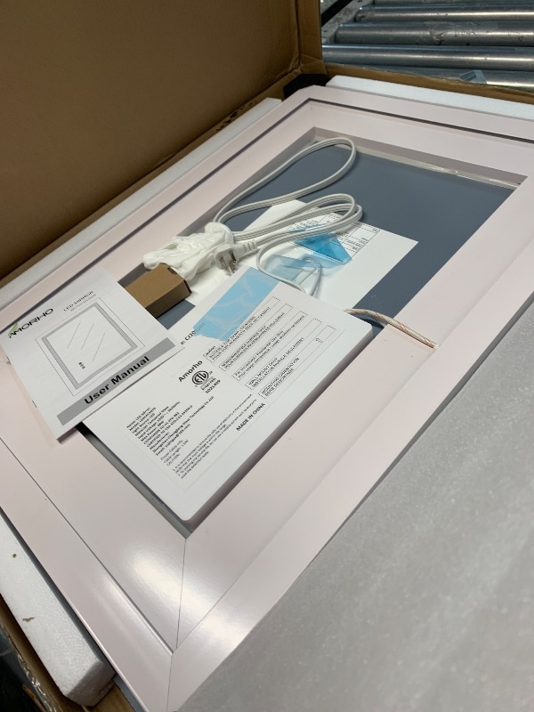 Photo 1 of (UNTESTED) Amorho LED Bathroom Mirror, 20" X28" with Front Light and Backlit, Stepless Dimmable Wall Mount Mirrors, Anti-Fog, Shatter-Proof, Memory, 3 Colors Lihgting, LED Vanity Mirror(Horizontal/Vertical)