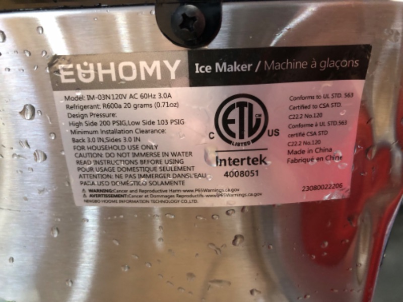 Photo 1 of ***MAJOR DAMAGE - SEE PICTURES - DOESN'T POWER ON***
EUHOMY Nugget Ice Maker Countertop, Max 34lbs/Day, 2 Way Water Refill, Self-Cleaning Pebble Ice Maker Machine with 3Qt Reservoir, Ideal for Home, Office, Bar, and Party. (Silver)