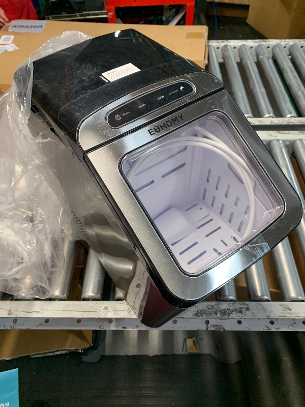 Photo 1 of ***MAJOR DAMAGE - SEE PICTURES - DOESN'T POWER ON***
EUHOMY Nugget Ice Maker Countertop, Max 34lbs/Day, 2 Way Water Refill, Self-Cleaning Pebble Ice Maker Machine with 3Qt Reservoir, Ideal for Home, Office, Bar, and Party. (Silver)