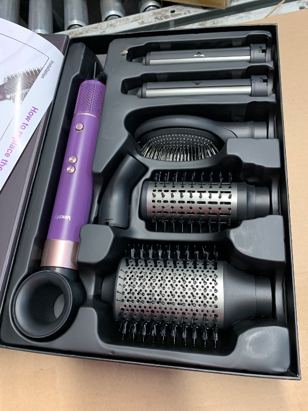 Photo 1 of (PARTIAL SET) Vincofy 7-in-1 Hair Dryer Brush and Hair Styler Set – Fast Drying, Curling, Straightening & Volumizing – Hot Air Styling Tool with No Heat Damage – for All Hair Types – Lavender