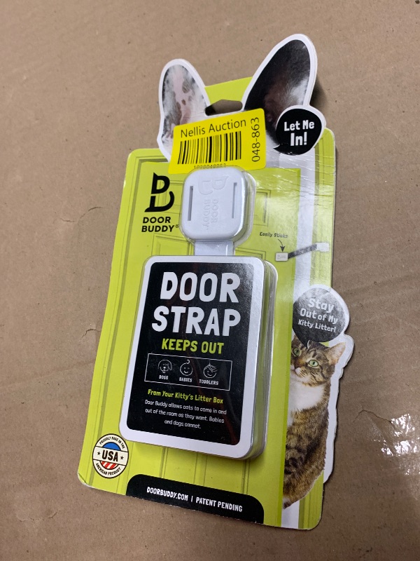 Photo 1 of *** FACTORY SEALED*** Door Buddy Pet Door Latch for Cats - Grey. Adjustable Cat Door Strap. Dog Proof Litter Box & Feeding Station Without Pet Gate. Most Customizable Cat Door Holder for Interior Door.