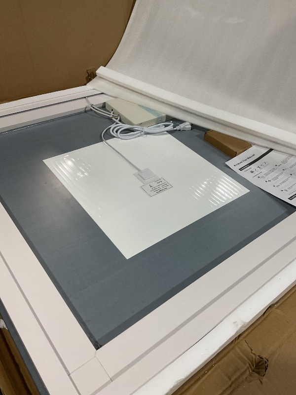 Photo 1 of (Used)36x36 Inch LED Bathroom Mirror with Lights, Square Lighted Vanity Mirror for Bathroom Wall Mounted with Ample Illumination of 1 Backlit + 2 Front Lits, 