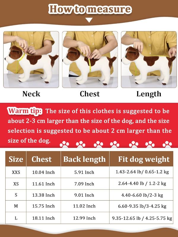 Photo 2 of 6 Pieces Dog Hoodie Dog Clothes Sweaters with Hat, Pet Winter Clothes Warm Hoodies Coat Sweater for Small Dogs Chihuahua (XXS)