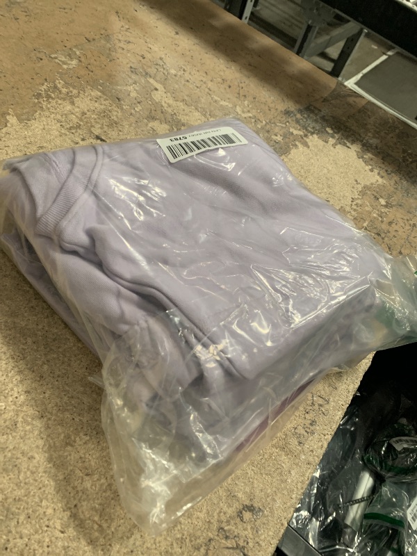 Photo 1 of QINSEN Two Piece Sweatsuit Set for Women Open Back Cropped Sweatshirt Baggy Fit Full Length Pants Tracksuits Purple XL