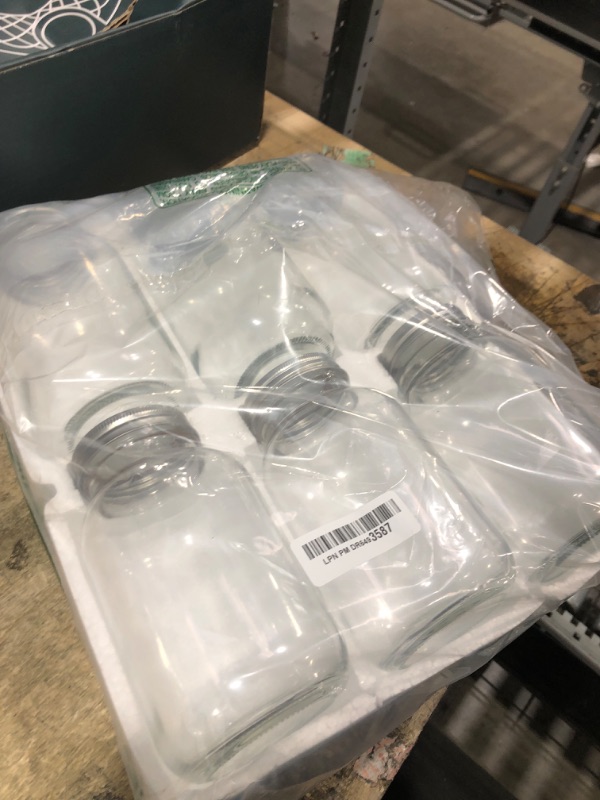 Photo 1 of [6 Pack] 32 oz. Regular-Mouth Glass Mason Jars - with Metal Airtight Lids and Bands 1 quart Large for Canning, Preserving, & Meal Prep