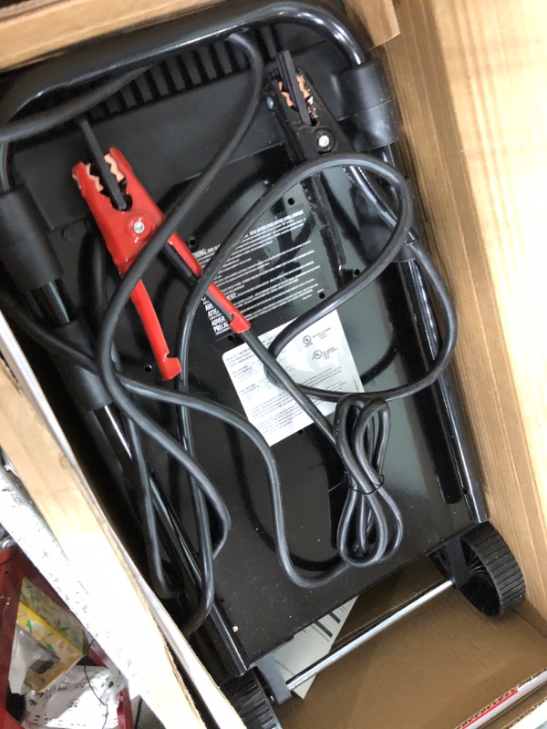 Photo 1 of ***NONREFUNDABLE - MAJOR DAMAGE - SEE COMMENTS***
Schumacher Electric Wheeled Battery Charger and Jump Starter, SC1445, 2-in1 - Manual Timer-Controlled, 250 Cranking Amps, 6 Volt and 12 Volt for Car, SUV, Truck, and Marine Batteries