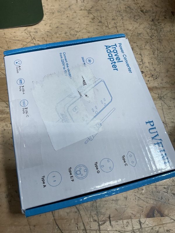 Photo 1 of Puveini PD 20W Voltage Converter US to Europe, 250W Step Down 220v to 110v Voltage Converter, 6 AC Output, 6 USB Ports with UK/US/EU Plug Adapter, White
