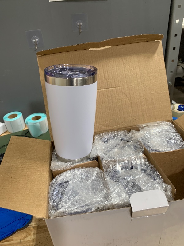 Photo 1 of  6 PACK 20oz WHITE  Insulated Tumbler
