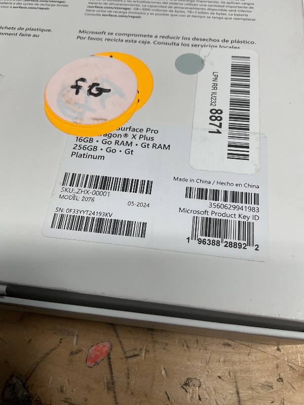 Photo 1 of Microsoft Surface Pro 2-in-1 Laptop/Tablet (2024), Windows 11 Copilot+ PC, 13" Touchscreen Display, Snapdragon X Plus (10 Core), 16GB RAM, 256GB Storage, Platinum***PASSWORD LOCKED **SOLD AS IS**NO REFUND
