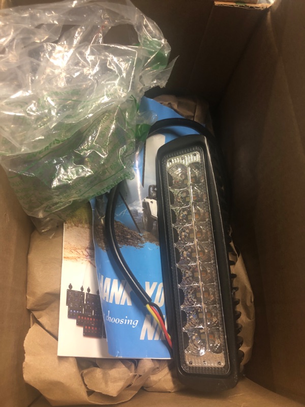 Photo 1 of **MISSING 1 LIGHT**
Nilight 15020F-B 2PCS 54W White/Amber Lights Bar 6 Inch Flood Fog Road Boat Driving Led Work SUV Jeep Lamp