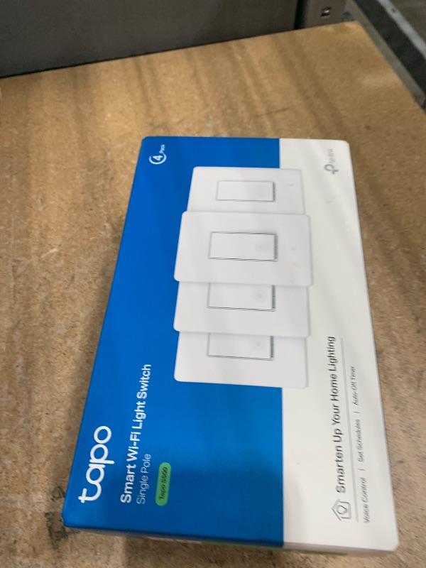 Photo 1 of TP-Link Tapo Smart Light Switch, Single Pole, Neutral Wire Required, 2.4GHz Wi-Fi Light Switch Compatible with Alexa and Google Home, UL Certified, No Hub Required, White, Tapo S500(4-Pack)