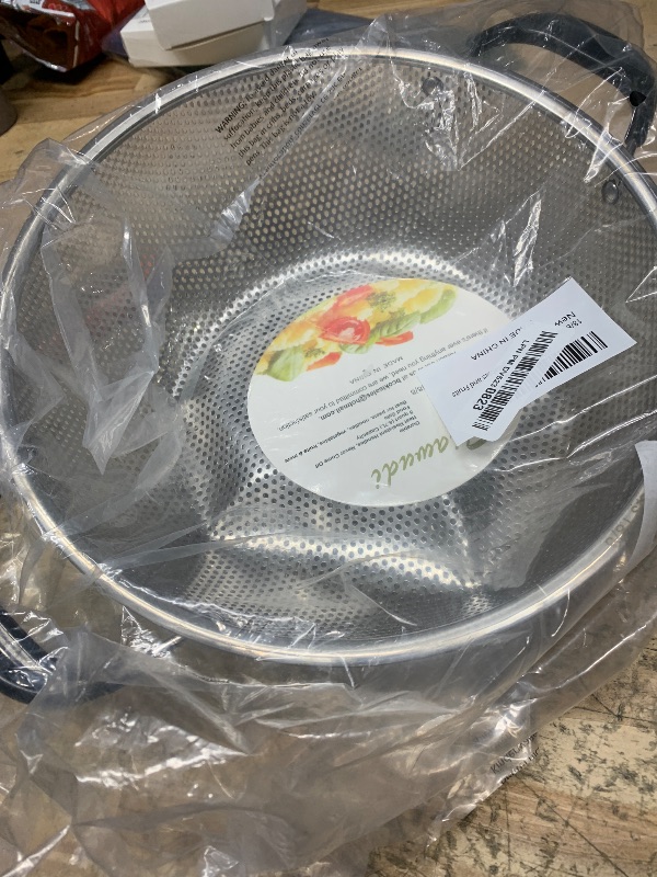 Photo 1 of 18/8 Stainless Steel Colander, Easy Grip Micro-Perforated 5-Quart Colander, Strainer with Riveted and Heat Resistant Handles, BPA Free. Great for Pasta, Noodles, Vegetables and Fruits