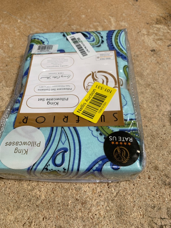Photo 1 of Superior Premium Cotton Flannel Sheets, All Season 100% Brushed Cotton Flannel Bedding, 4-Piece Sheet Set with Deep Fitting Pockets - Light Blue Paisley, King Bed