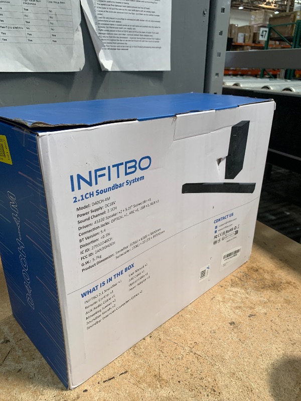Photo 1 of INFITBO Sound Bar for Smart TV 2.1CH 190W Peak Power Soundbar with Subwoofer Detachable 2-in-1 BT 5.4 Surround Sound System 12L Deep Bass for PC Game with HD-ARC/Opt/USB/AUX Home Theater