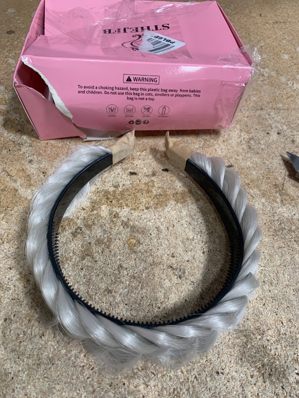 Photo 1 of 
Wide Braided Headband Hoop Fashion Hair Accessories Elastic Non-slip Band for Women and Girl (White Grey)