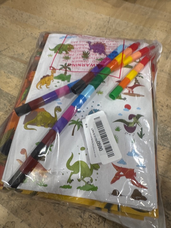 Photo 1 of 12 Pcs Large Dinosaur Coloring Books Party Favors with 12 Stacking Crayons 24 Sheet Dinosaur Stickers Dino Drawing Books Bulk Birthday Decor for Dinosaur Xmas Party Favor Classroom Activity Supplies