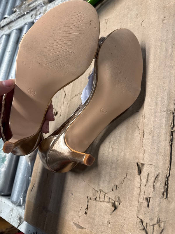 Photo 1 of Allegra K Women's Stiletto Heels Rhinestone Ankle Strap Open Toe Rose Gold Sandals - 9 M US