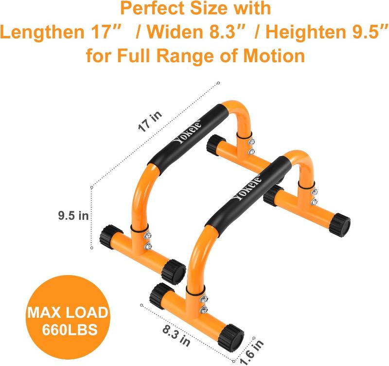 Photo 1 of **NON-REFUNDABLE** (PARTS) YOKELE Push Up Bar - No Wobbling Parallettes Bars & Pushup Handles Handstands, L-Sit, Planche, Core Training, Home Gym Workouts, Dip Bar - Calisthenics Equipment for Home, 660LBS (Yellow)