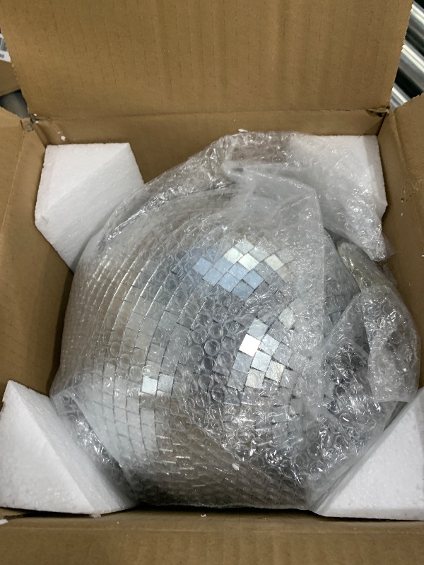 Photo 1 of 10 Inch Mirror Ball, Disco Ball Decor, Hanging Party Ornament for Birthday Wedding Design, Silver